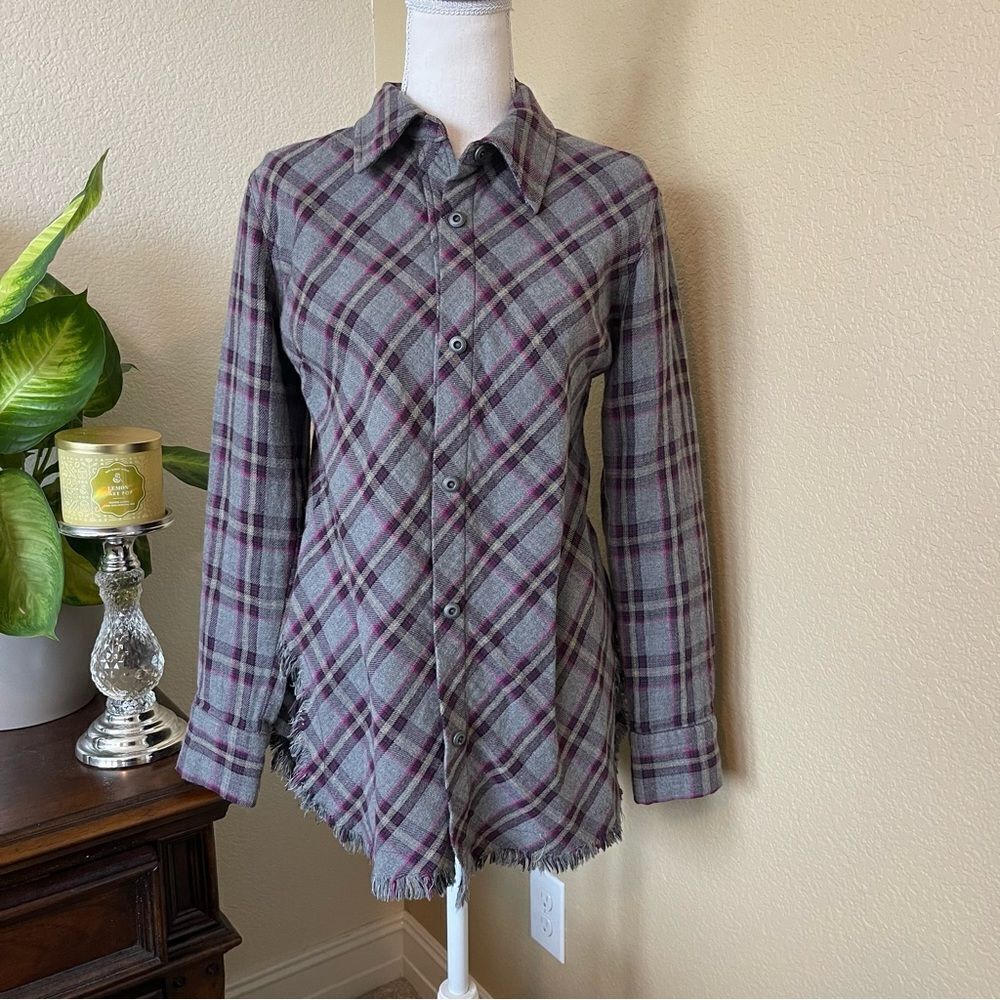 Cabi shacket Highland Flannel Shirt 2020 Fall 3946 jacket top Plaid Fringe XS - Picture 4 of 5